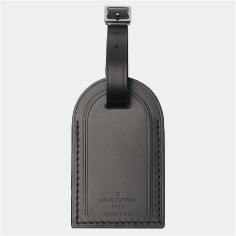 black leather luggage name tag